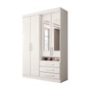 Guarda-Roupa Solteiro Real 4 Portas 3 Gavetas com Espelho 100% Mdf Branco - Panorama Móveis
