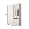 Guarda-Roupa Solteiro Real 4 Portas 3 Gavetas com Espelho 100% Mdf Branco - Panorama Móveis