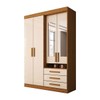 Guarda-Roupa Solteiro Real 4 Portas 3 Gavetas com Espelho 100% Mdf Cinamomo/Off White - Panorama Móveis