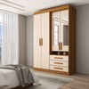 Guarda-Roupa Solteiro Real 4 Portas 3 Gavetas com Espelho 100% Mdf Cinamomo/Off White - Panorama Móveis