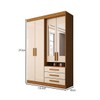 Guarda-Roupa Solteiro Real 4 Portas 3 Gavetas com Espelho 100% Mdf Cinamomo/Off White - Panorama Móveis