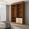 Guarda-Roupa Solteiro Real 4 Portas 3 Gavetas com Espelho 100% Mdf Cinamomo/Off White - Panorama Móveis