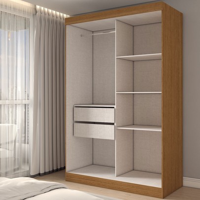 Guarda-Roupa Solteiro Legado 2 Portas 2 Gavetas 100% Mdf Flex Cinamomo/Off White - Panorama Móveis