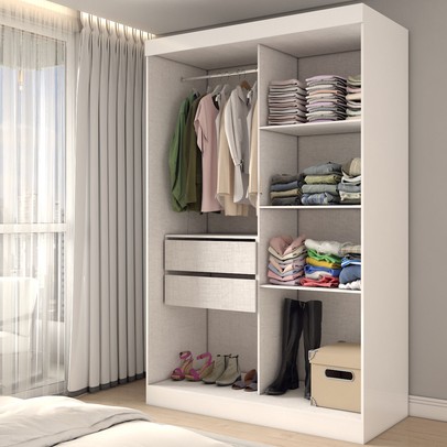 Guarda-Roupa Solteiro Legado 2 Portas 2 Gavetas 100% Mdf Branco - Panorama Móveis