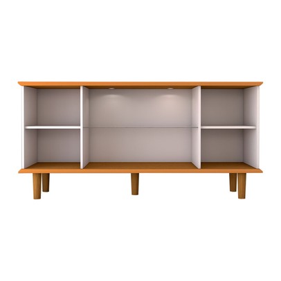 Balcão Buffet Alcázar 4 Portas com Vidro Ripado Cinamomo/Off White - Panorama Móveis