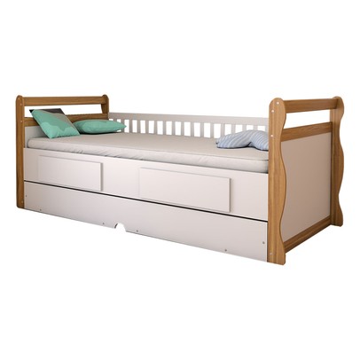 Cama Infantil Bicama Tesouro 2 Gavetas 100% Mdf Branco Brilho/Amêndoa - Panorama Móveis