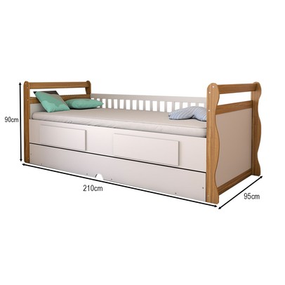 Cama Infantil Bicama Tesouro 2 Gavetas 100% Mdf Branco Brilho/Amêndoa - Panorama Móveis