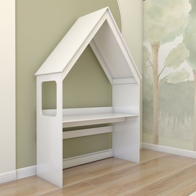 Mesa Infantil Casinha Montessoriana com Banco 100% Mdf Branco Brilho - Panorama Móveis