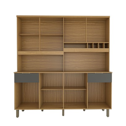 Cozinha Compacta Castilla 8 Portas 2 Gavetas 100% Mdf Amêndoa/Chumbo - Panorama Móveis