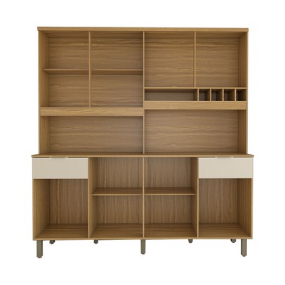 Cozinha Compacta Castilla 8 Portas 2 Gavetas 100% Mdf Amêndoa/Off White - Panorama Móveis