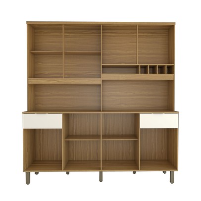 Cozinha Compacta Castilla 8 Portas 2 Gavetas 100% Mdf Amêndoa/Branco - Panorama Móveis