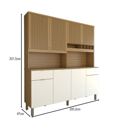 Cozinha Compacta Castilla 8 Portas 2 Gavetas 100% Mdf Amêndoa/Branco - Panorama Móveis