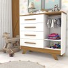 Cômoda Infantil Encanto 1 Porta 4 Gavetas 100% Mdf Branco Brilho/Amêndoa - Panorama Móveis