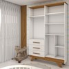 Guarda-Roupa de Bebê Encanto 4 Portas 3 Gavetas 100% Mdf Branco Brilho/Amêndoa - Panorama Móveis