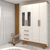 Guarda-Roupa de Bebê Encanto 4 Portas 3 Gavetas 100% Mdf Branco Brilho/Amêndoa - Panorama Móveis