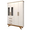 Guarda-Roupa de Bebê Encanto 4 Portas 3 Gavetas 100% Mdf Branco Brilho/Amêndoa - Panorama Móveis