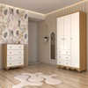 Quarto de Bebê Completo Sueño 3 Portas 7 Gavetas 100% Mdf Branco Brilho/Amêndoa - Panorama Móveis