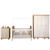 Quarto de Bebê Completo Sueño 4 Portas 7 Gavetas 100% Mdf Branco Brilho/Amêndoa - Panorama Móveis