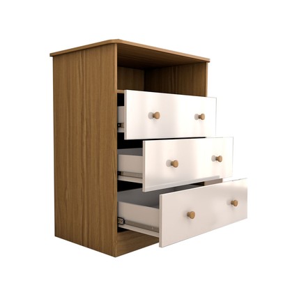 Cômoda Infantil Sueño 3 Gavetas 100% Mdf Branco Brilho/Amendoa - Panorama Móveis