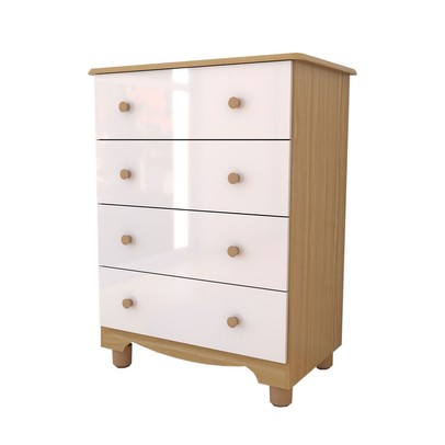 Cômoda Infantil Sueño 4 Gavetas 100% Mdf Branco Brilho/Amêndoa - Panorama Móveis