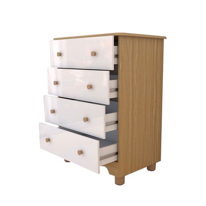 Cômoda Infantil Sueño 4 Gavetas 100% Mdf Branco Brilho/Amêndoa - Panorama Móveis