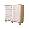 Cômoda Infantil Sueño 1 Porta 4 Gavetas 100% Mdf Branco Brilho/Amêndoa - Panorama Móveis