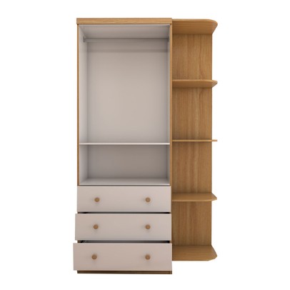 Guarda-Roupa de Bebê Sueño 2 Portas 3 Gavetas 5 Prateleiras 100% Mdf Branco/Amêndoa - Panorama Móveis