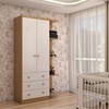 Guarda-Roupa de Bebê Sueño 2 Portas 3 Gavetas 5 Prateleiras 100% Mdf Branco/Amêndoa - Panorama Móveis