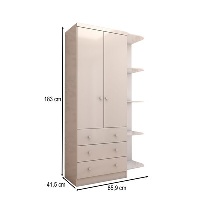 Guarda-Roupa de Bebê Sueño 2 Portas 3 Gavetas 5 Prateleiras 100% Mdf Branco - Panorama Móveis
