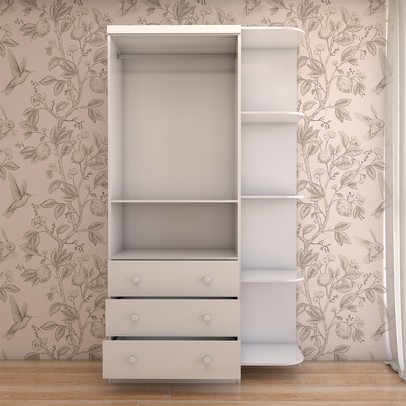Guarda-Roupa de Bebê Sueño 2 Portas 3 Gavetas 5 Prateleiras 100% Mdf Branco - Panorama Móveis