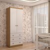 Guarda-Roupa de Bebê Sueño 2 Portas 3 Gavetas 100% Mdf Branco Brilho/Amêndoa - Panorama Móveis