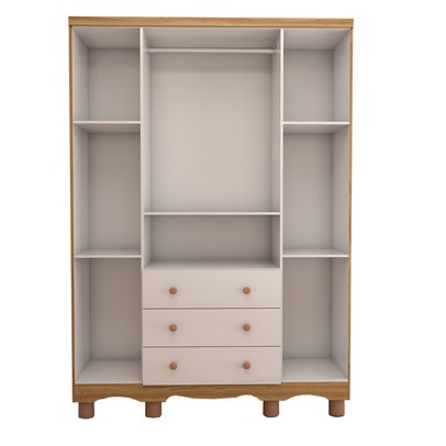 Guarda-Roupa de Bebê Sueño 4 Portas 3 Gavetas 100% Mdf Branco Brilho/Amêndoa - Panorama Móveis