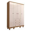 Guarda-Roupa de Bebê Sueño 4 Portas 3 Gavetas 100% Mdf Branco Brilho/Amêndoa - Panorama Móveis