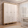 Guarda-Roupa de Bebê Sueño 4 Portas 3 Gavetas 100% Mdf Branco Brilho/Amêndoa - Panorama Móveis