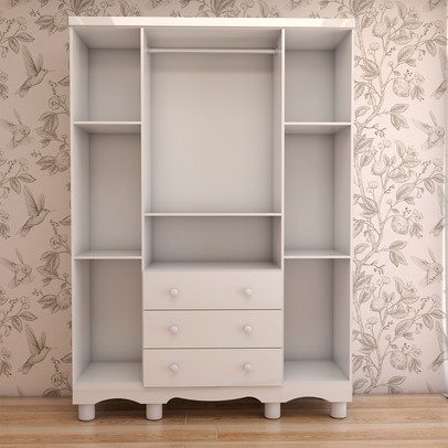 Guarda-Roupa de Bebê Sueño 4 Portas 3 Gavetas 100% Mdf Branco Brilho - Panorama Móveis