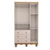 Guarda-Roupa de Bebê Sueño 3 Portas 3 Gavetas 100% Mdf Branco Brilho/Amêndoa - Panorama Móveis