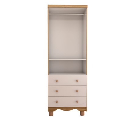 Guarda-Roupa de Bebê Sueño 2 Portas 3 Gavetas 100% Mdf Branco Brilho/Amêndoa - Panorama Móveis