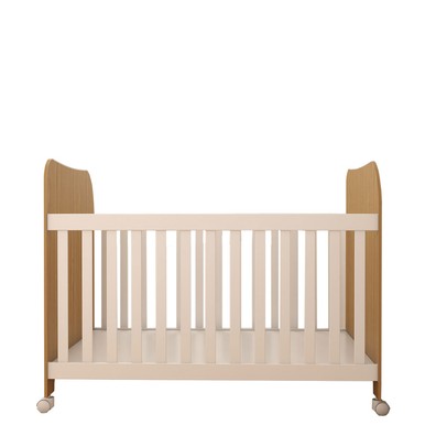 Berço Americano Sueño com Rodízios 100% Mdf Branco Brilho/Amêndoa - Panorama Móveis