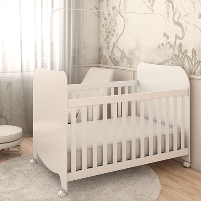 Berço Americano Sueño com Rodízios 100% Mdf Branco Brilho - Panorama Móveis