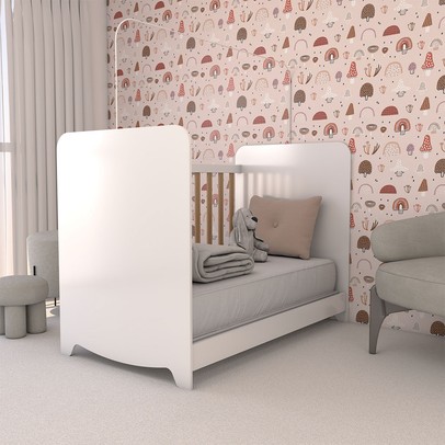 Berço Americano 3 em 1 Sueño 100% Mdf Brilho/Amêndoa - Panorama Móveis