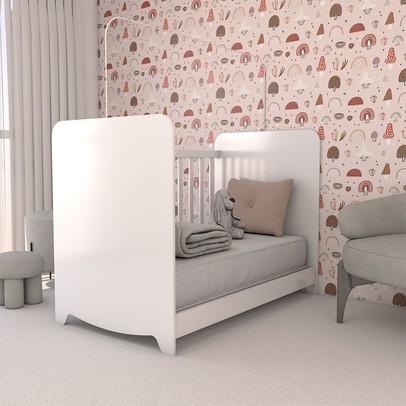 Berço Americano 3 em 1 Sueño 100% Mdf Branco Brilho - Panorama Móveis