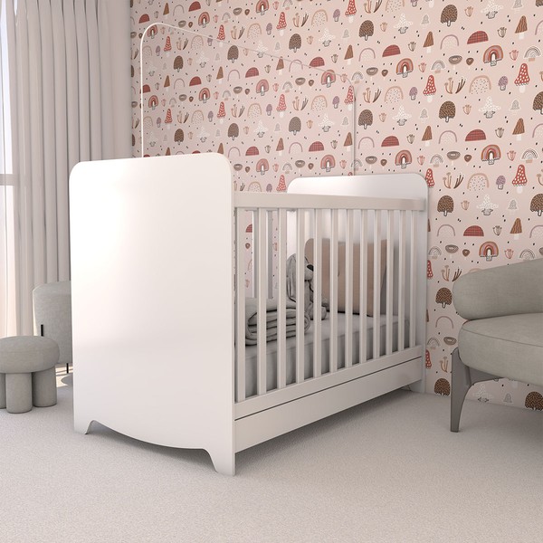 Berço Americano 3 em 1 Sueño 100% Mdf Branco Brilho - Panorama Móveis