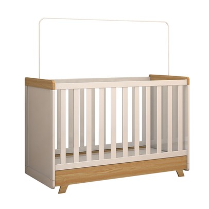 Berço Americano 2 em 1 Sueño 100% Mdf Branco Brilho/Amêndoa - Panorama Móveis