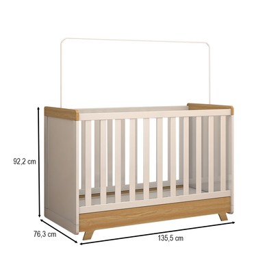 Berço Americano 2 em 1 Sueño 100% Mdf Branco Brilho/Amêndoa - Panorama Móveis