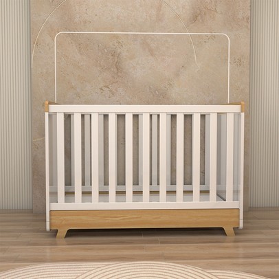 Berço Americano 2 em 1 Sueño 100% Mdf Branco Brilho/Amêndoa - Panorama Móveis