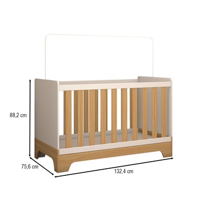 Berço Americano 3 em 1 Sueño 100% Mdf Branco Brilho/Amêndoa - Panorama Móveis