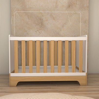 Berço Americano 3 em 1 Sueño 100% Mdf Branco Brilho/Amêndoa - Panorama Móveis