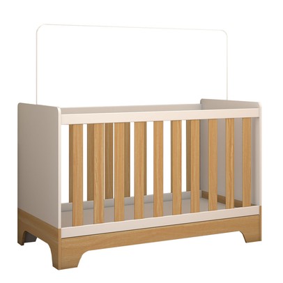 Berço Americano 3 em 1 Sueño 100% Mdf Branco Brilho/Amêndoa - Panorama Móveis