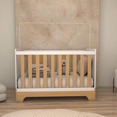 Berço Americano 3 em 1 Sueño 100% Mdf Branco Brilho/Amêndoa - Panorama Móveis