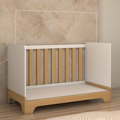 Berço Americano 3 em 1 Sueño 100% Mdf Branco Brilho/Amêndoa - Panorama Móveis